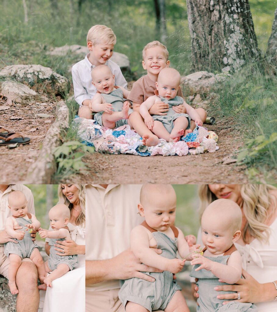 Kennesaw Mountain family photography with twin babies